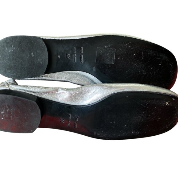 Marc Jacobs Look Ballet Flats Silver Leather Size - 38 - Metallic Leather Ballet - Picture 5 of 13